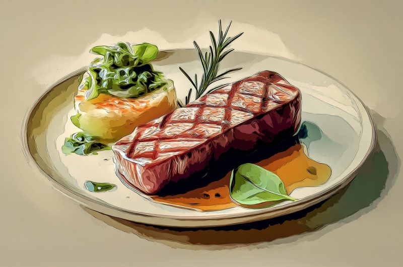 Lammrückenfilet an Rosmarinjus mit Kartoffel-Lauch-Gratin